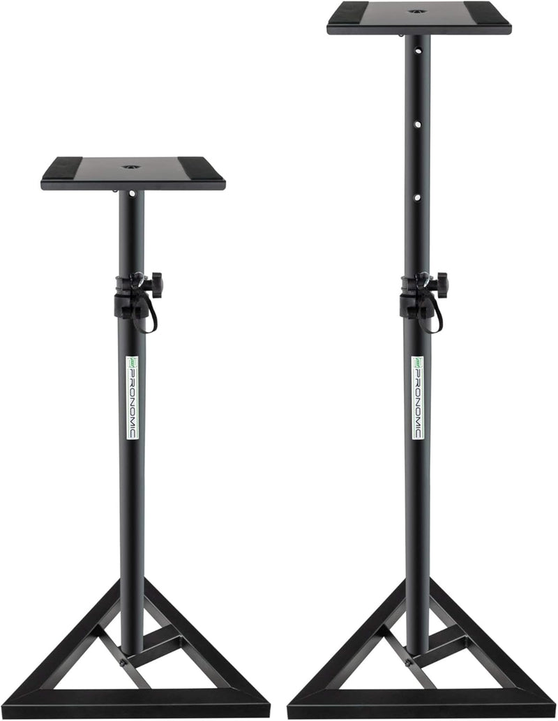 Pronomic 2X SLS-10 Stativ für Studio Monitor Ständer (verstellbar 80cm bis 130cm, Dreiecksbasis, Gum