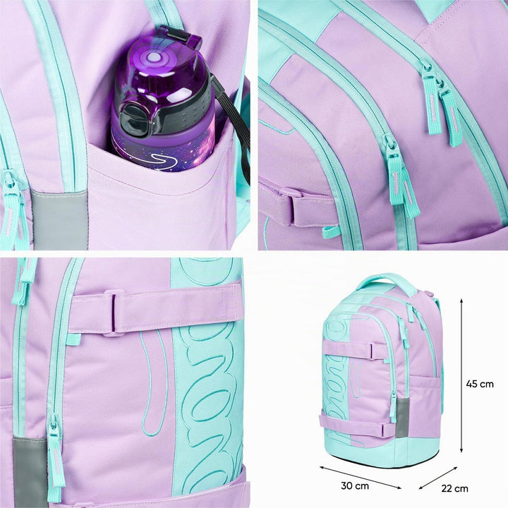 Baagl Schulrucksack Set Jungen Mädchen Teenager 5 Teilig, (Skateboard Rucksack Skate MAX, Mäppchen,
