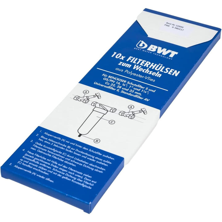 BWT 10999 Filterhülsen zum Wechseln aus Polyester-Vlies DN 20-32 in Wechselbox 10 STK, weiss, Stück