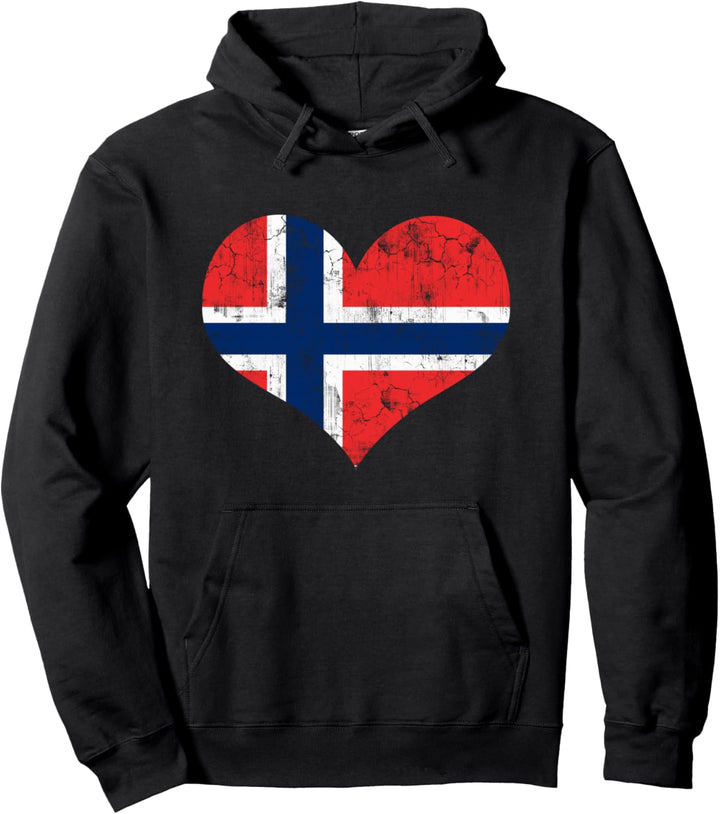 Norwegen-Flagge, Herz, norwegischer Norge, Liebe, Herren, Damen, Kinder Pullover Hoodie