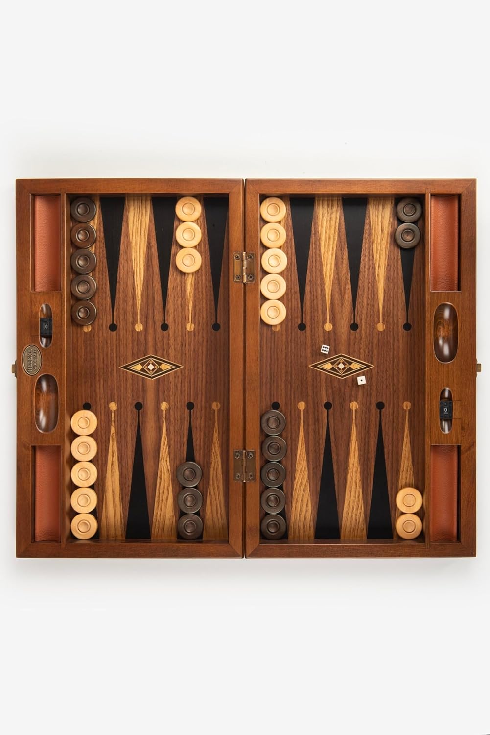 Helena Wood Art, Handgefertigtes Hochwertiges Backgammon Spiel aus Holz, Tavla, 100% Holz, Deluxe Ed
