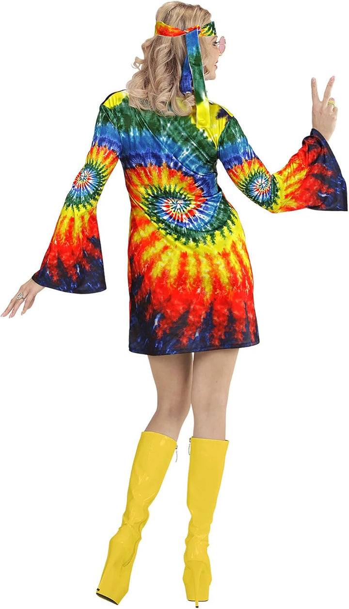 W WIDMANN MILANO Party Fashion - Kostüm psychedelic Hippie Girl, Kleid, Stirnband, Reggae, 60er Jahr