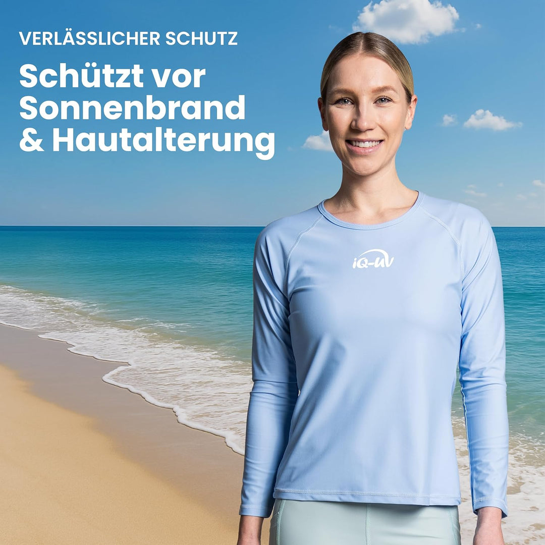 iQ-UV Sportshirt Damen Langarm – Elastisches UV Shirt für Damen für Wasser & Sport – Rash Guard mit