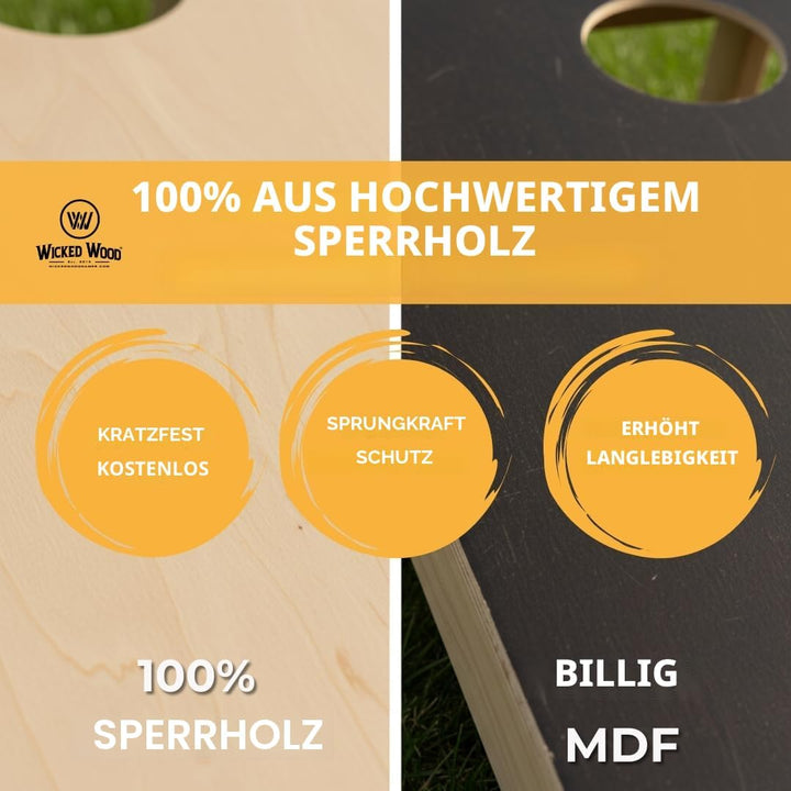 Offizielles Cornhole Set 90x60cm - 2x4 Cornhole Säckchen - Ein offiziell ACL-lizensiertes Set of Cor