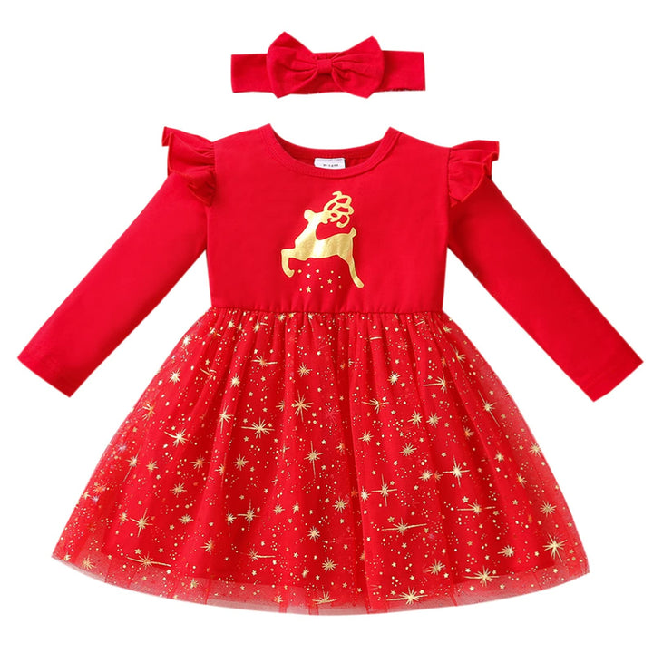 Geagodelia Baby Mädchen Weihnachten Kleid Outfit Prinzessin Weihnachtskleid Weihnachtsoutfit Langarm