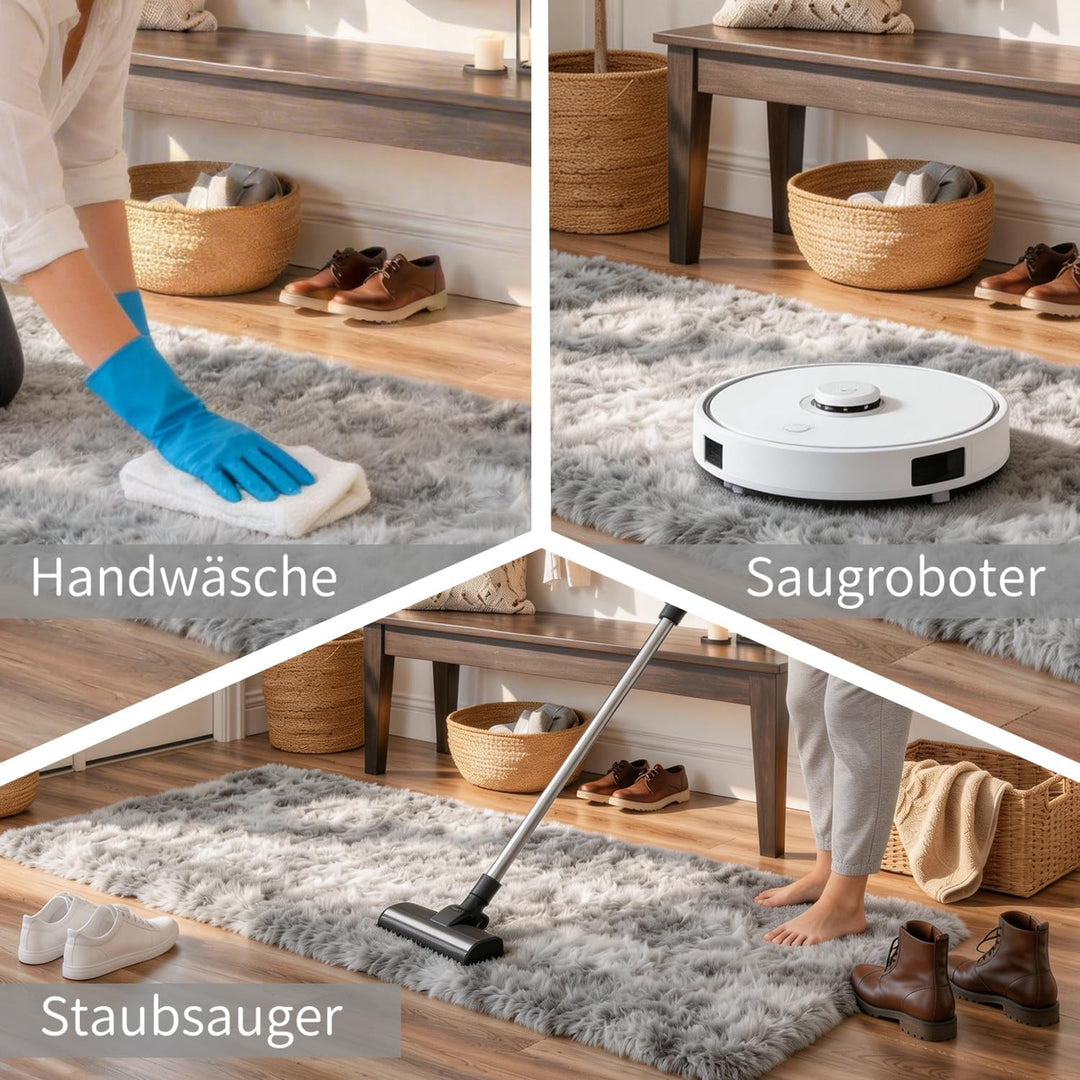 VOFUSHON Wohnzimmer Hochflor Teppich,Shaggy Flur Läufer Teppich Modern Flauschiger Weich Bunte Batik