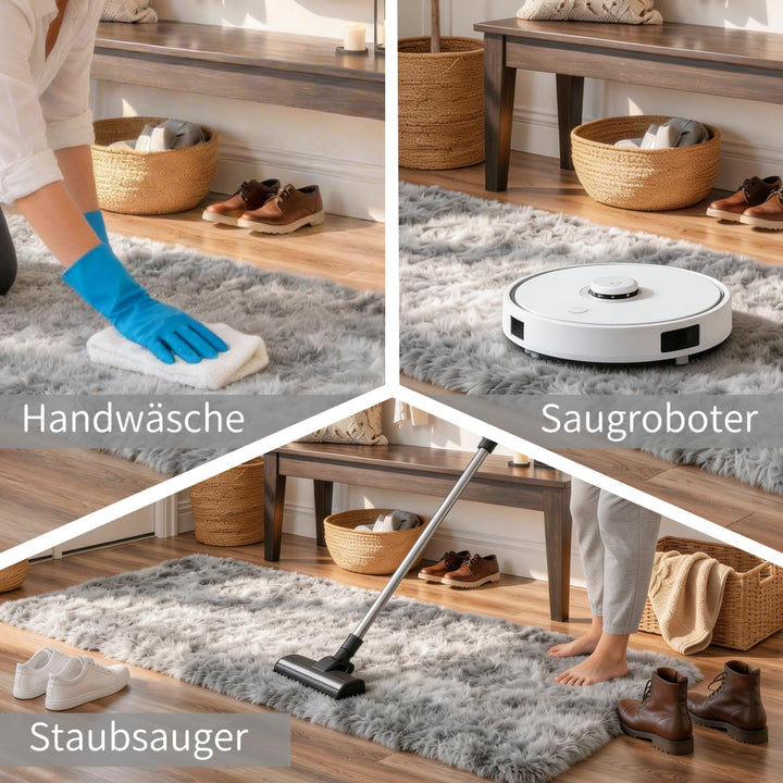 VOFUSHON Wohnzimmer Hochflor Teppich,Shaggy Flur Läufer Teppich Modern Flauschiger Weich Bunte Batik