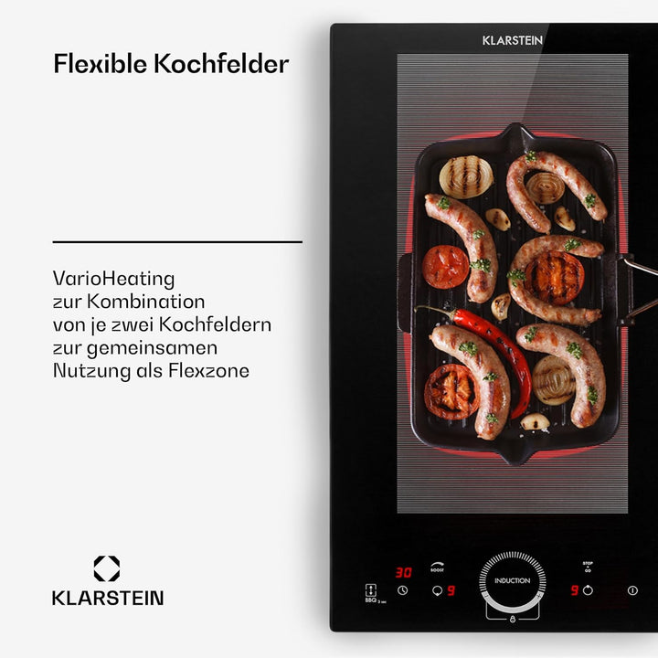 Klarstein Delicatessa Slim Domino Induktionskochfeld - autarke 2 Zonen Herdplatte Induktion, Indukti