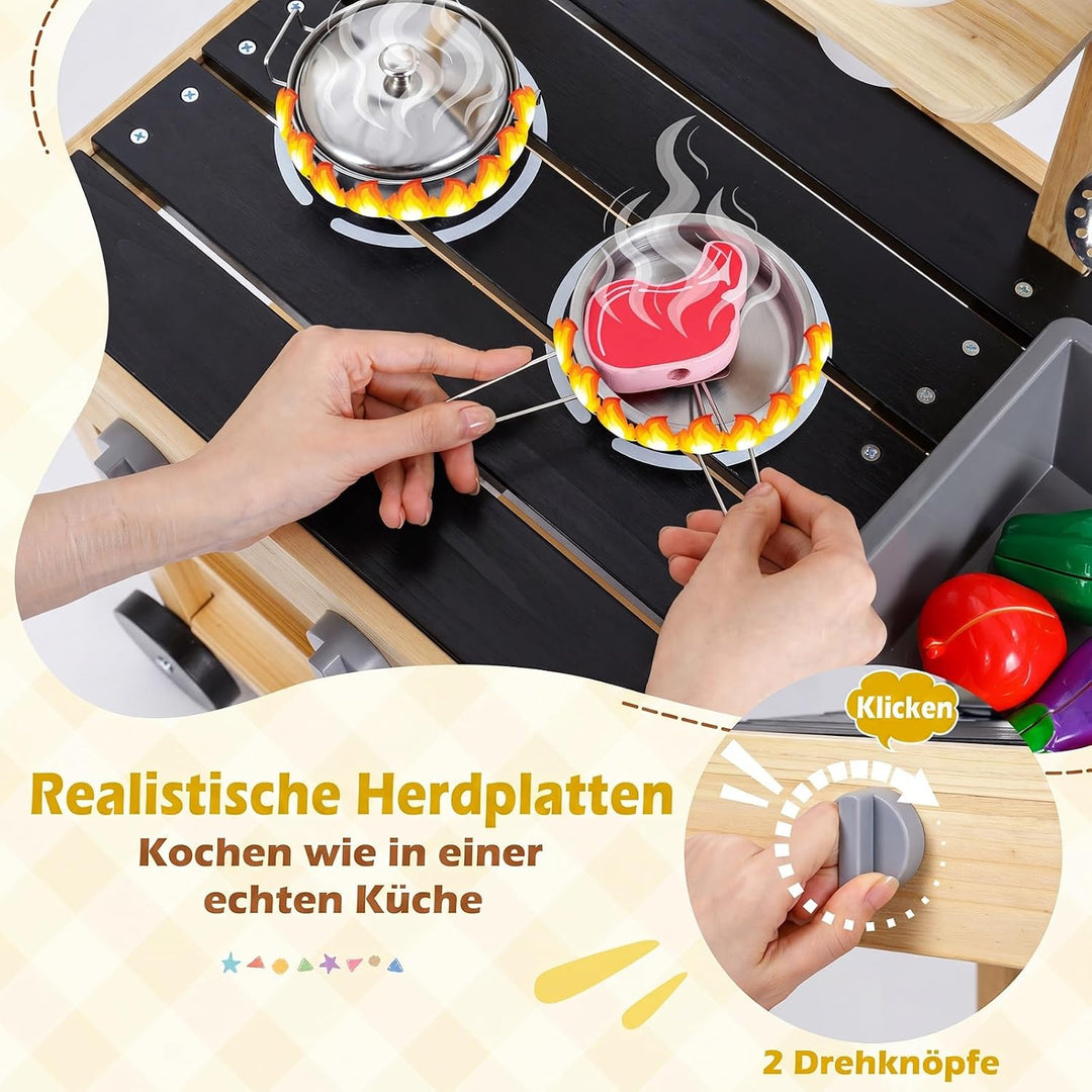 COSTWAY Matschküche Kinder Outdoor, Spielküche mit Wassertank & Wasserhahn | Kinderküche mit Rädern,
