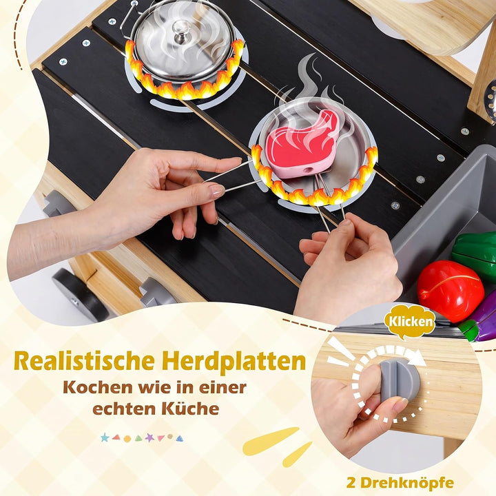 COSTWAY Matschküche Kinder Outdoor, Spielküche mit Wassertank & Wasserhahn | Kinderküche mit Rädern,
