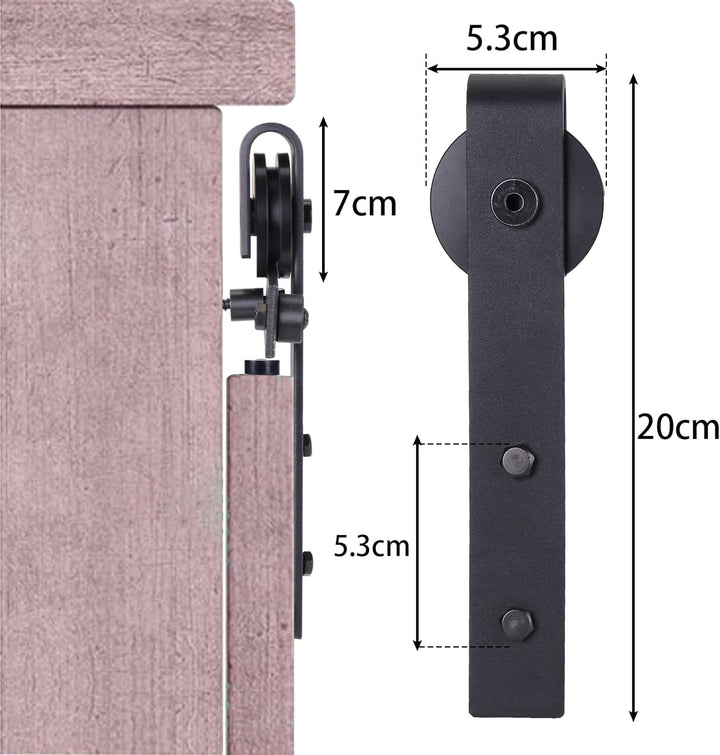 EGTink 90cm/2,95FT Mini Schiebetürbeschlag Set für Einzeltüren Schränke, Schiebetürsystem mit Laufro