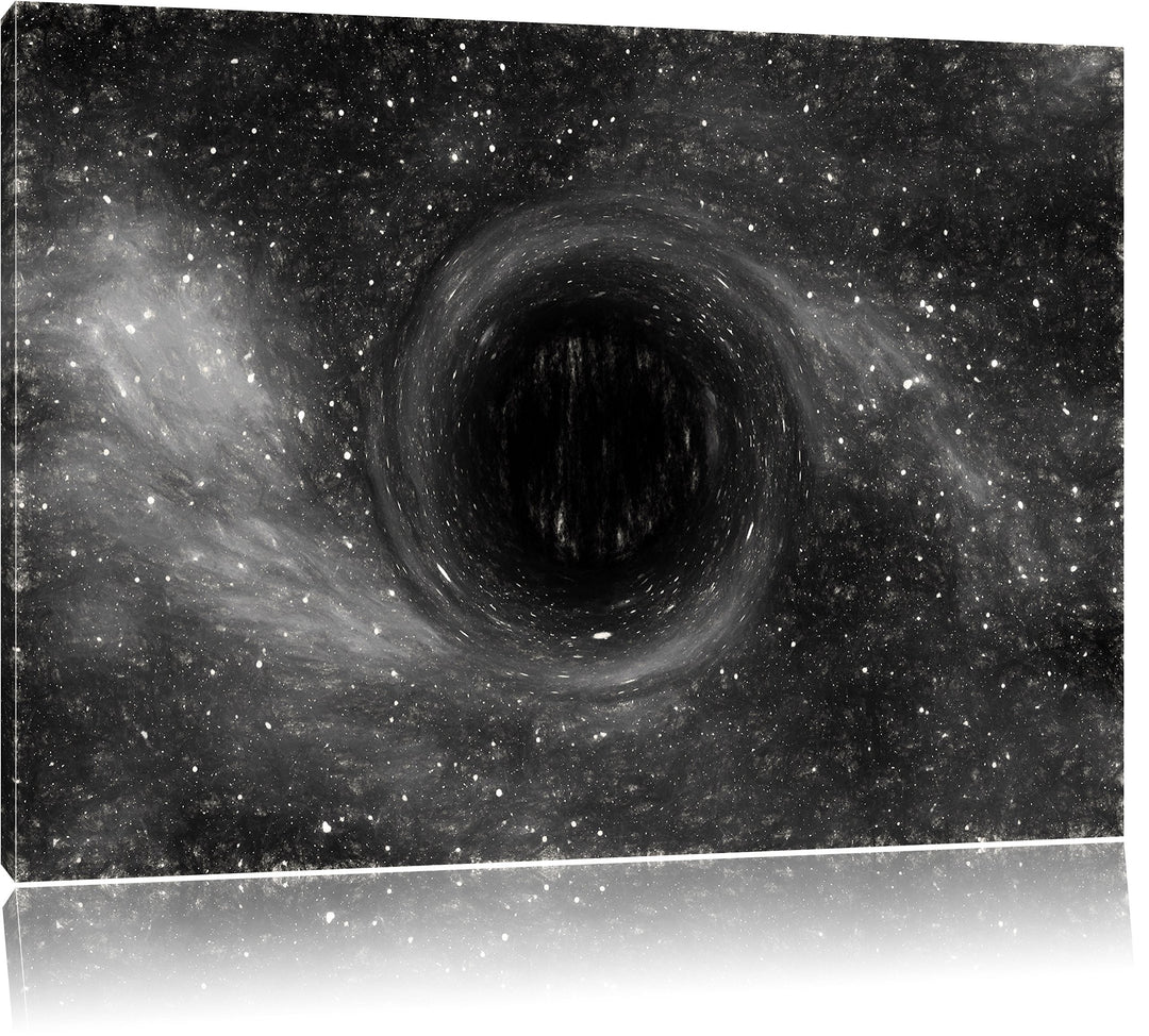 Pixxprint Schwarzes Loch im Weltall Kunst als Leinwandbild/Grösse: 100x70 cm/Wandbild/Kunstdruck/fer