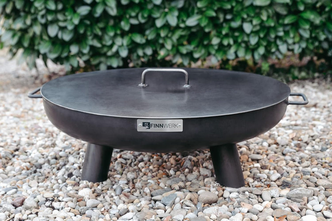 FINNWERK TOMI Deckel für Feuerschalen 70 cm, Abdeckung für Feuerschale HARRI 70 SCHWARZ aus massivem