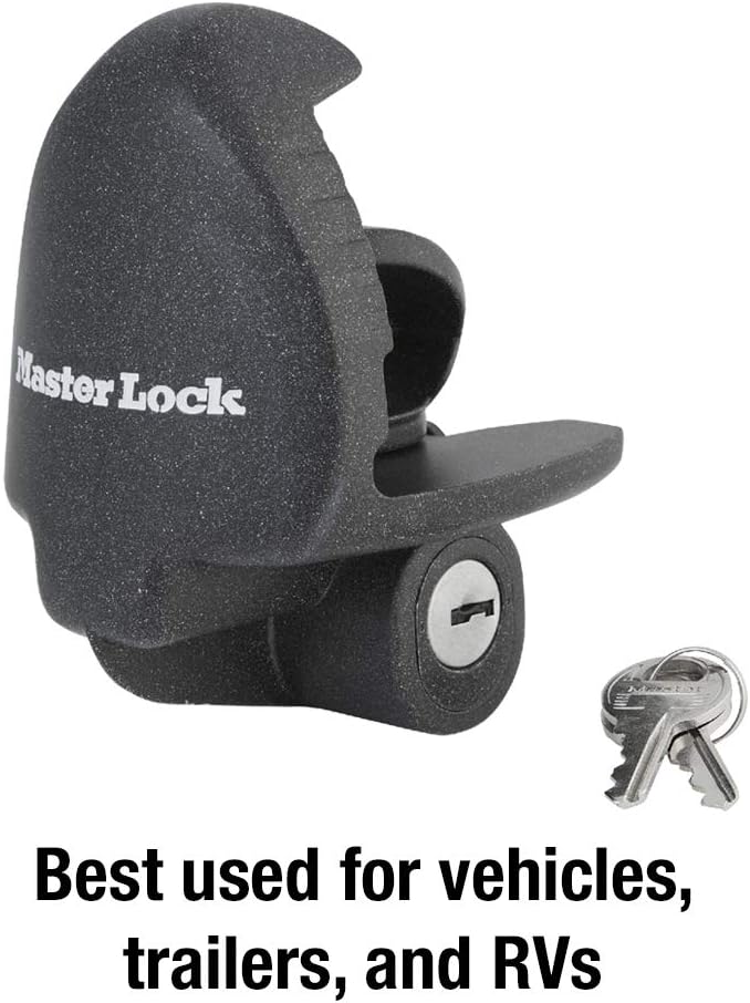 Master Lock 379ATPY Universalschloss für Anhängerkupplung, Schwarz Anhängerkupplung Schloss, Anhänge