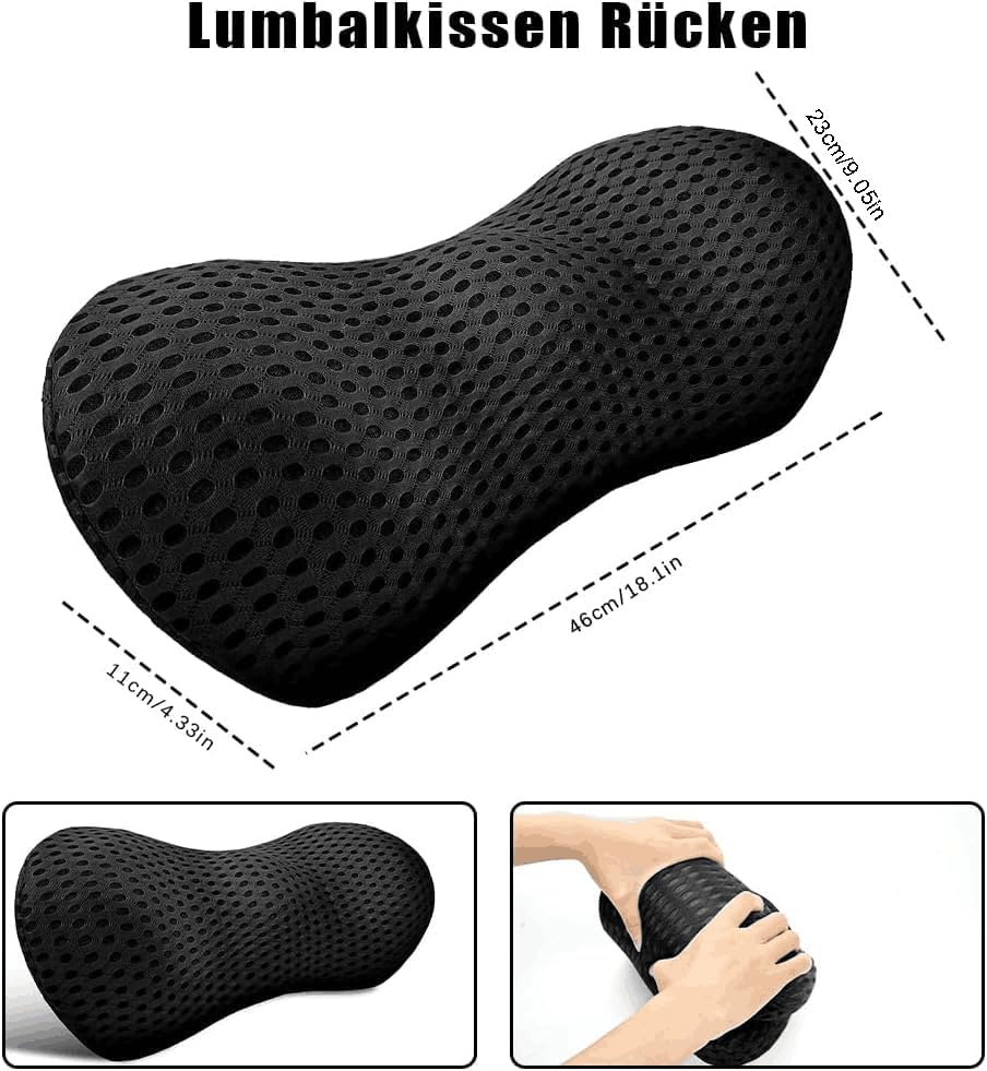 Lumbar Support Pillow aus Memory Foam, Ergonomisches Lendenwirbelkissen mit Gurte, Kissen für rücken