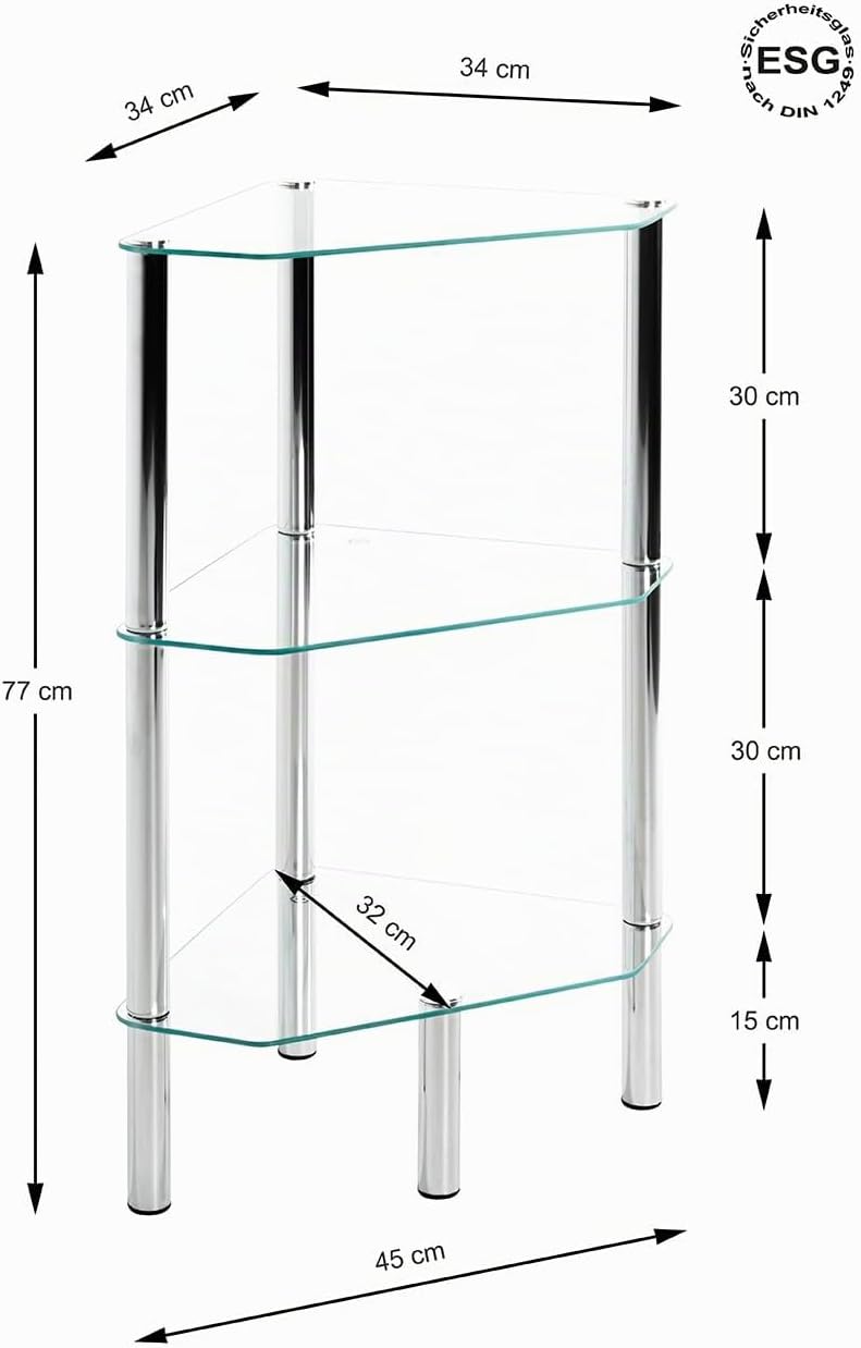HAKU Möbel Regal, Metall, chrom, B 46 x T 32 x H 77 cm 46 x 32 x 77 cm Chrom, 46 x 32 x 77 cm Chrom