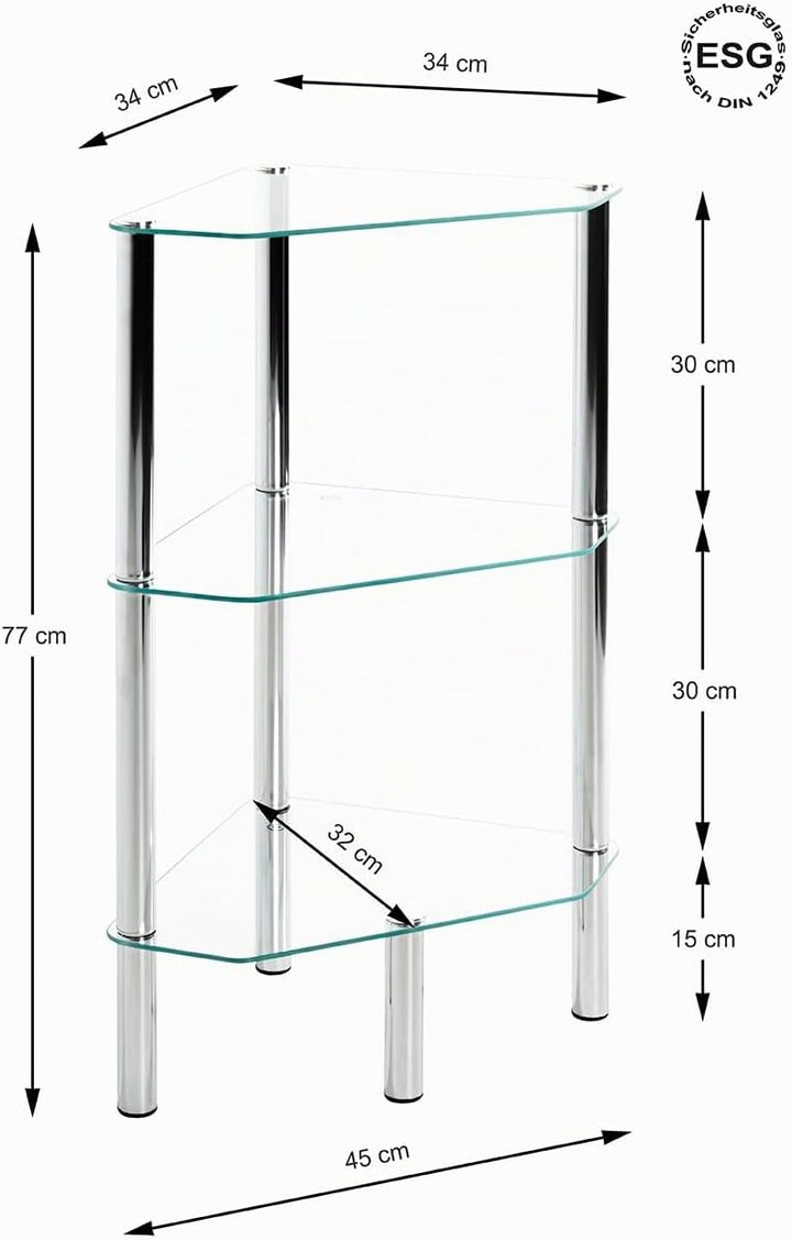 HAKU Möbel Regal, Metall, chrom, B 46 x T 32 x H 77 cm 46 x 32 x 77 cm Chrom, 46 x 32 x 77 cm Chrom