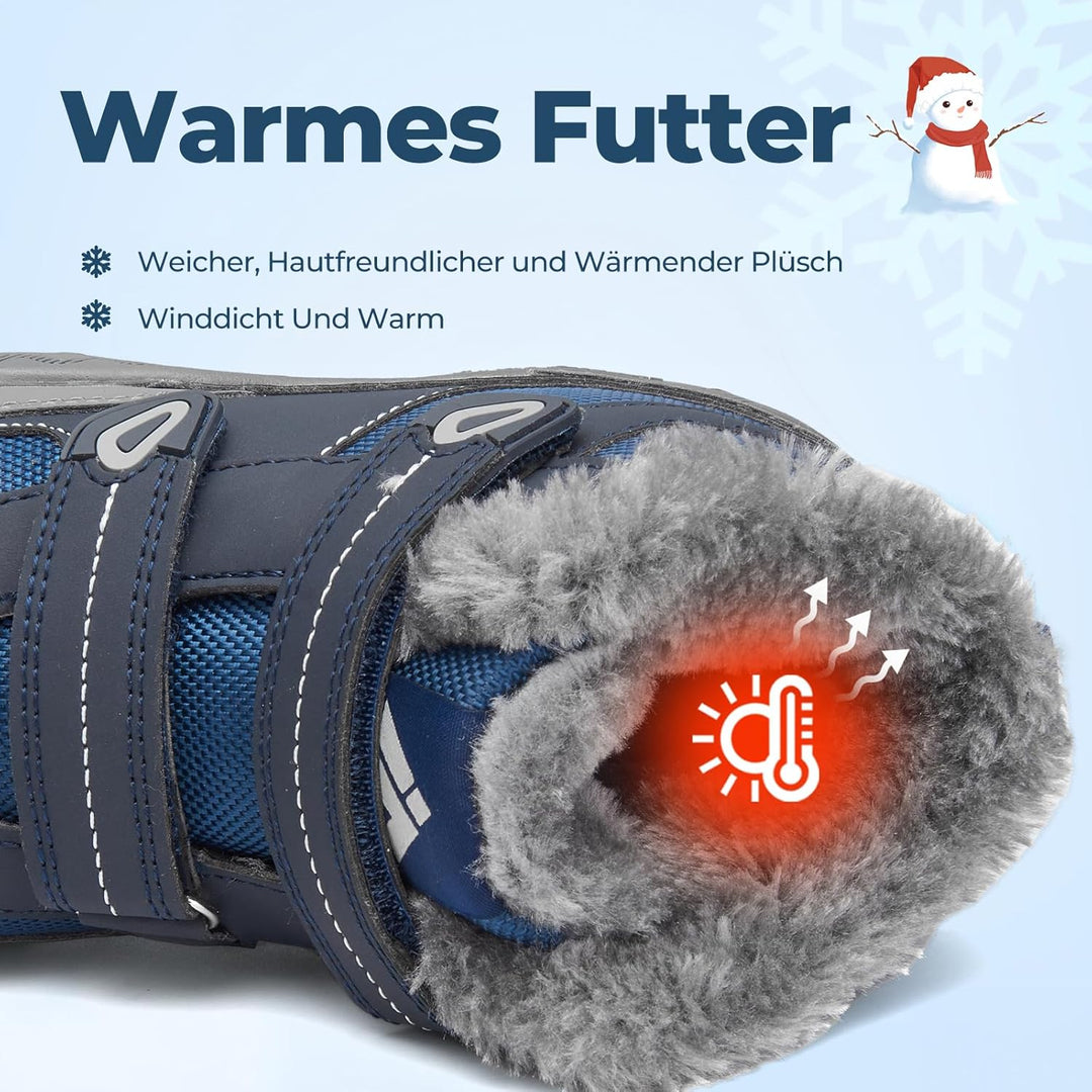 Mishansha Kinder Outdoor Winterschuhe Warm Gefüttert Winterstiefel, Gr.24-38 24 EU Denim Blau, 24 EU