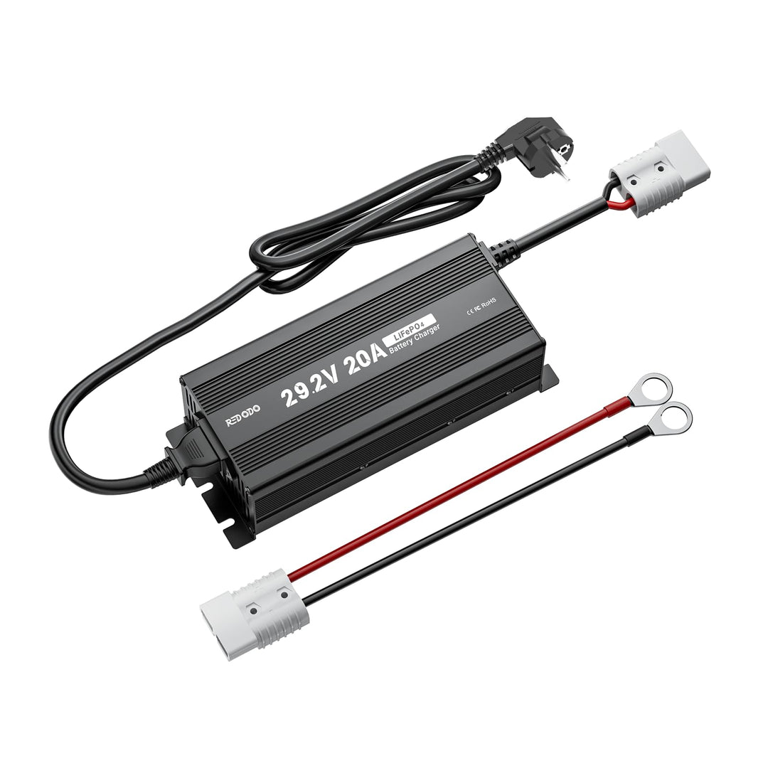 Redodo LiFePO4 Ladegerät 29,2V 20A, Schnelles AC-DC Ladegerät für Batterien, Geeignet für LiFePO4 Ba