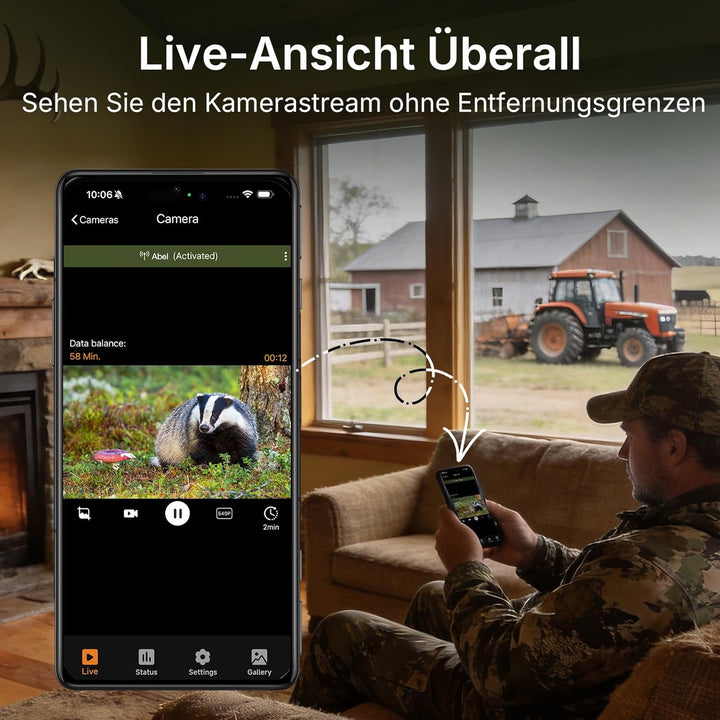 GardePro X70 Pro 4G LTE Wildkamera mit Live-Streaming, Wiederaufladbare 8000mAh Akku mit 64GB SD Kar