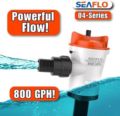 SEAFLO Luftsprudler Livewell Pumpe, 12 V, 800 GPH, tauchfähig, abnehmbare Kartusche (gerade) Straigh