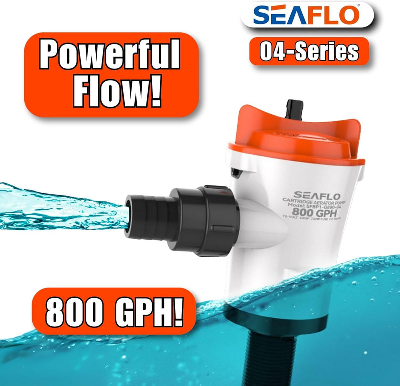 SEAFLO Luftsprudler Livewell Pumpe, 12 V, 800 GPH, tauchfähig, abnehmbare Kartusche (gerade) Straigh