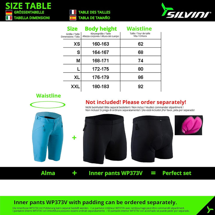 SILVINI Alma Fahrradhose Damen Radshorts 3XL Lake, 3XL Lake