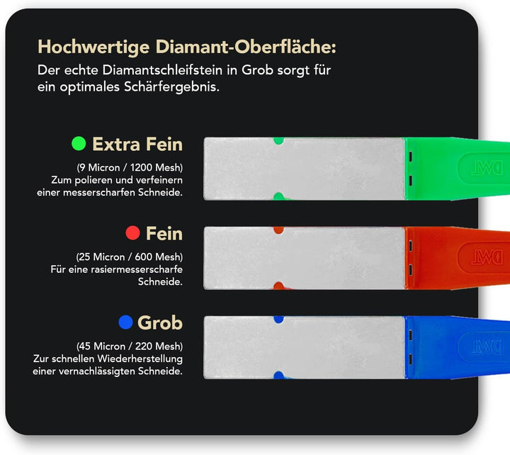 DMT Dia-Sharp, Mini-Hone Kit Schärfer Set mit 3 Stück (Extra-Fein, Fein, Grob)