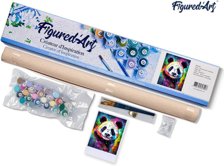 Figured'Art Malen Nach Zahlen Erwachsene Panda Farbenfroh Abstrakt - Paint by Numbers Basteln DIY Ba