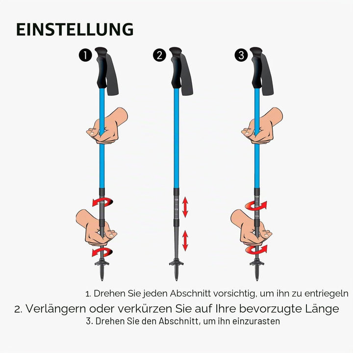 Fizan Kompakte 3 Trekkingstöcke, 158 g, Ultraleicht, für Rucksackreisen, Wanderstöcke, verstellbar,