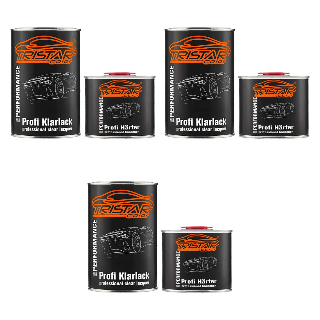 TRISTARcolor 3 x 1,5 Liter 2K Klarlack Autolack hochglänzend HS incl. Härter