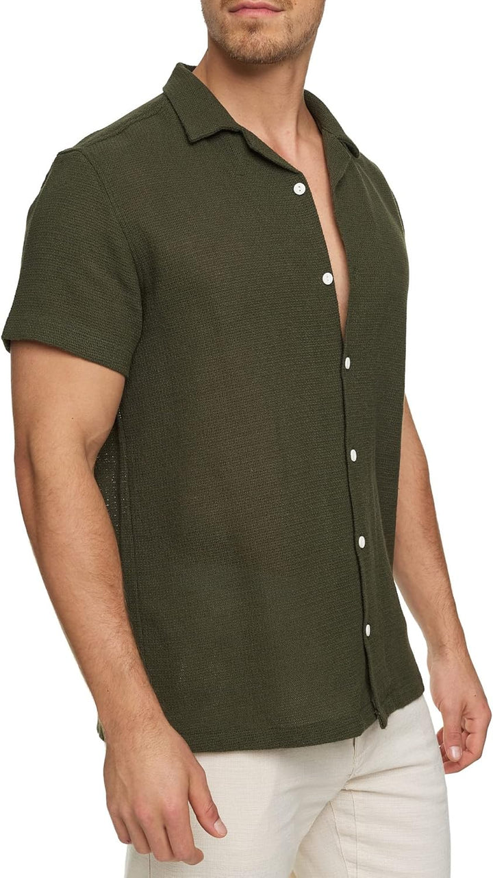 Indicode Herren INCosby Kurzarmhemd mit Button-Down-Kragen | Herrenhemd gestreift Kurzarm Hemd, L Ar