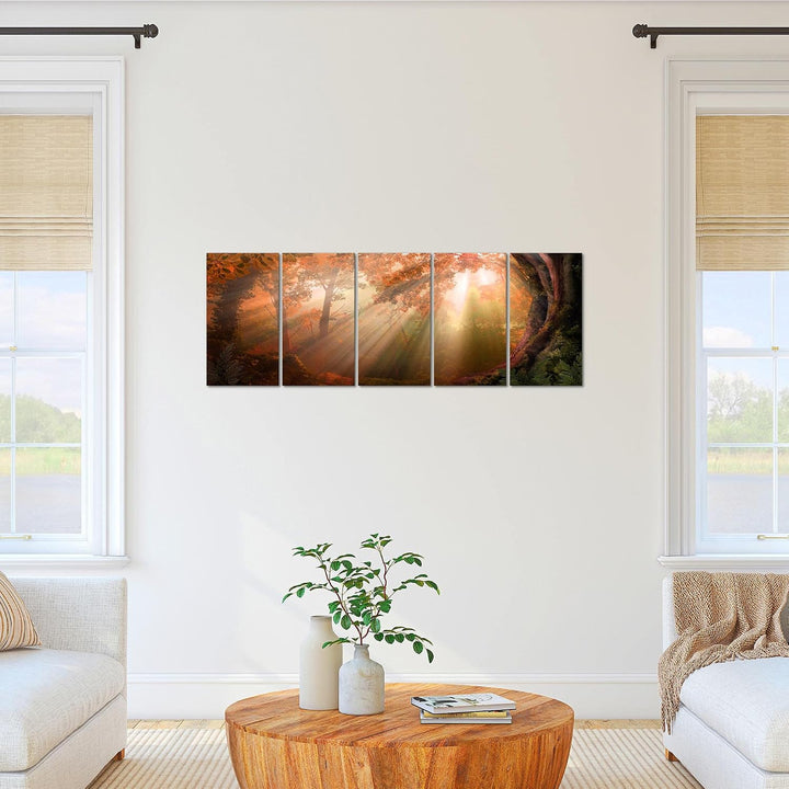 Runa Art Bild Wald Landschaft Wandbilder auf Vlies Leinwand 5 Teilig Wanddekoration Schlafzimmer Woh