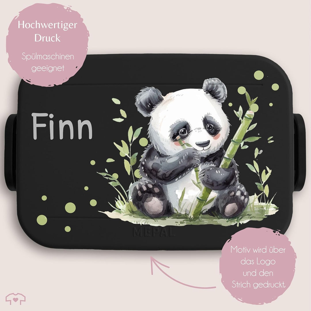 Kinder Bento Box Midi Mepal Bentobox - Panda - Personalisierbare Brotdose mit Pandabär | Lunchbox fü