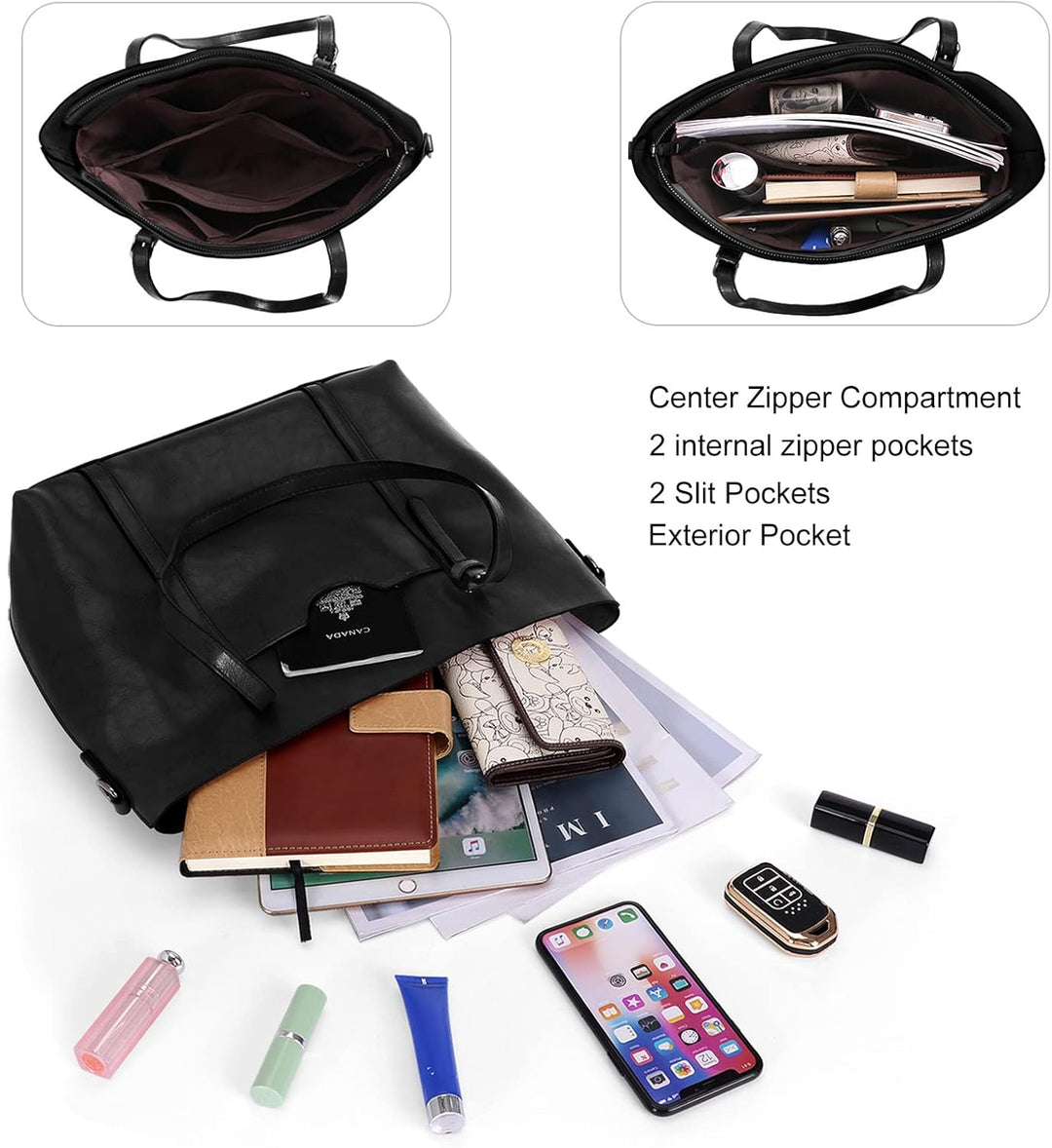 HAWEE Damen Crossbody Handtasche Grosse Shopper Umhängetasche Kunstleder Tote Schultertasche Mode He