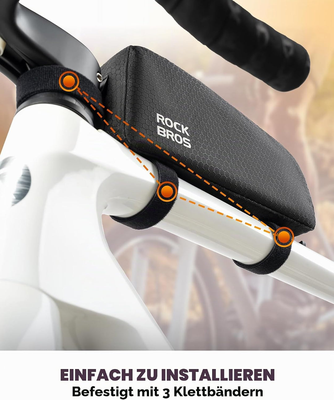 ROCKBROS Fahrrad Rahmentasche Wasserdicht Fahrradtasche Oberrohrtasche 0,9 L Schwarz für ebike, Renn