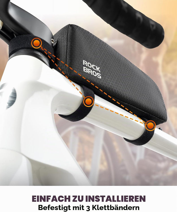 ROCKBROS Fahrrad Rahmentasche Wasserdicht Fahrradtasche Oberrohrtasche 0,9 L Schwarz für ebike, Renn