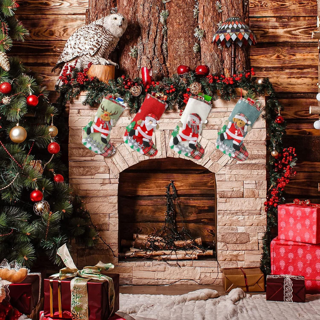 Youery 4 Stück Weihnachtsstrumpf, Weihnachtsbaum Geschenktüte Bonbontasche, Weihnachten Christmas St