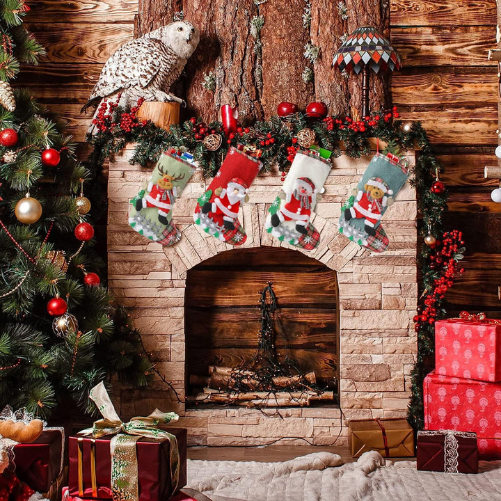 Youery 4 Stück Weihnachtsstrumpf, Weihnachtsbaum Geschenktüte Bonbontasche, Weihnachten Christmas St