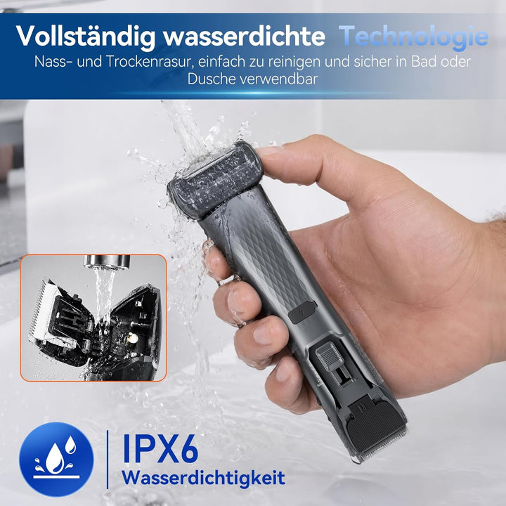 2-In-1 Intimrasierer Mann, kensen Körperrasierer Herren mit Doppelscherkopf Kalkgrau, Kalkgrau