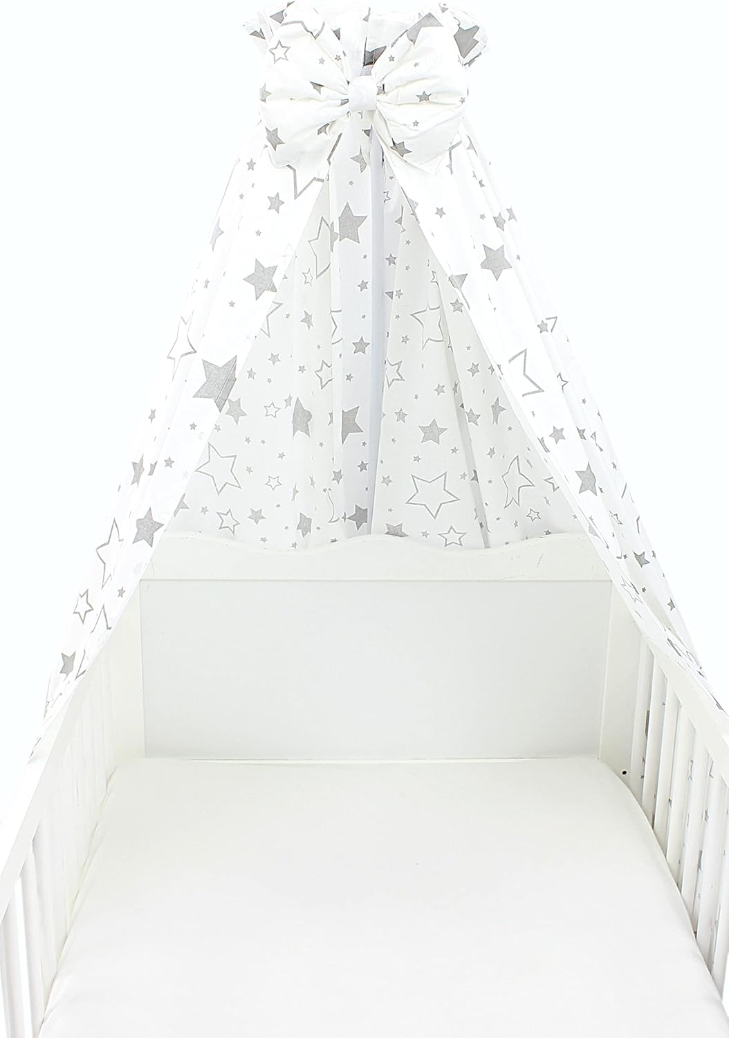 TupTam Babybett Himmel mit Schleifchen, Farbe: Graue Galaxie, Grösse: ca. 160x240 cm ca. 160x240 cm
