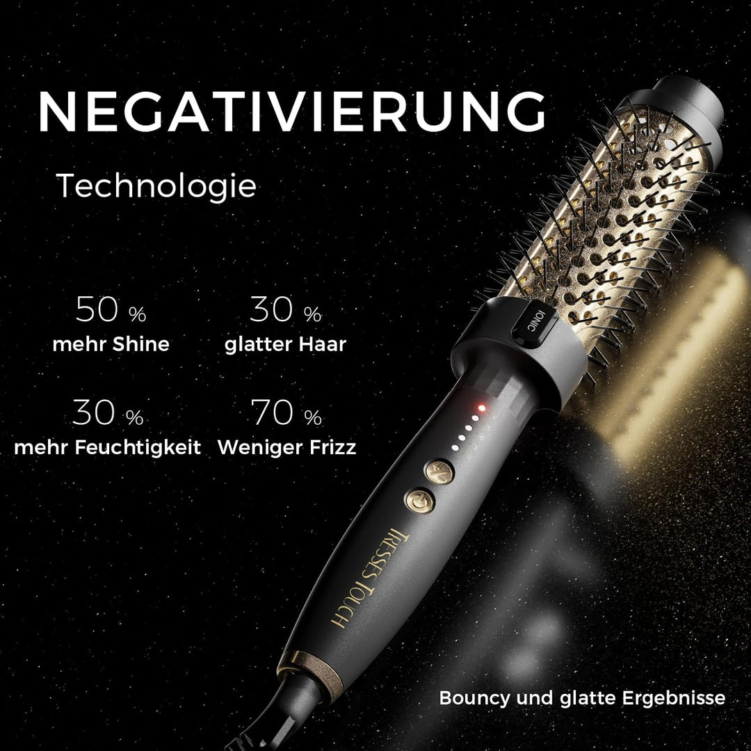 Tresses Touch Thermal Brush, Thermobürste Negativ-Ionen, Elektrische Rundbürste mit 5 Temperaturstuf