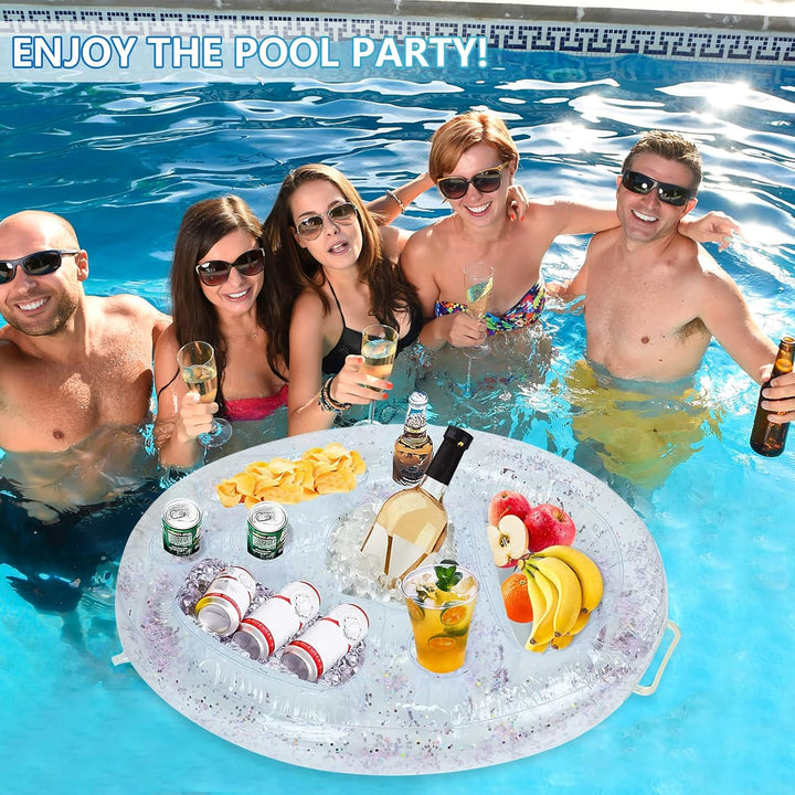 Aufblasbarer Getränkehalter 2 in1 Getränke und Snackhalter 8 Löcher Pool Getränkehalter Floating Auf