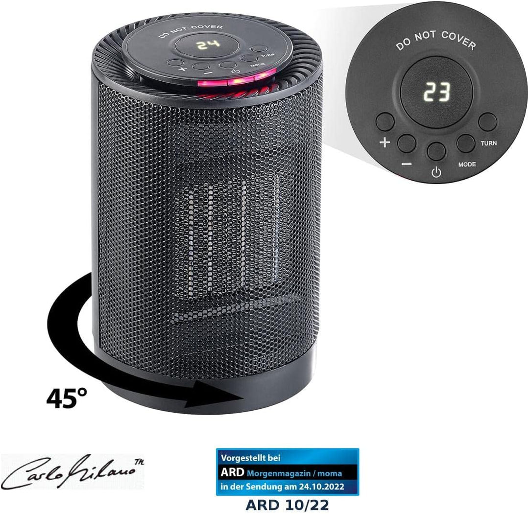 Carlo Milano Digitaler Keramik-Tisch-Heizlüfter, 3 Stufen & Oszillation, 1.200 Watt