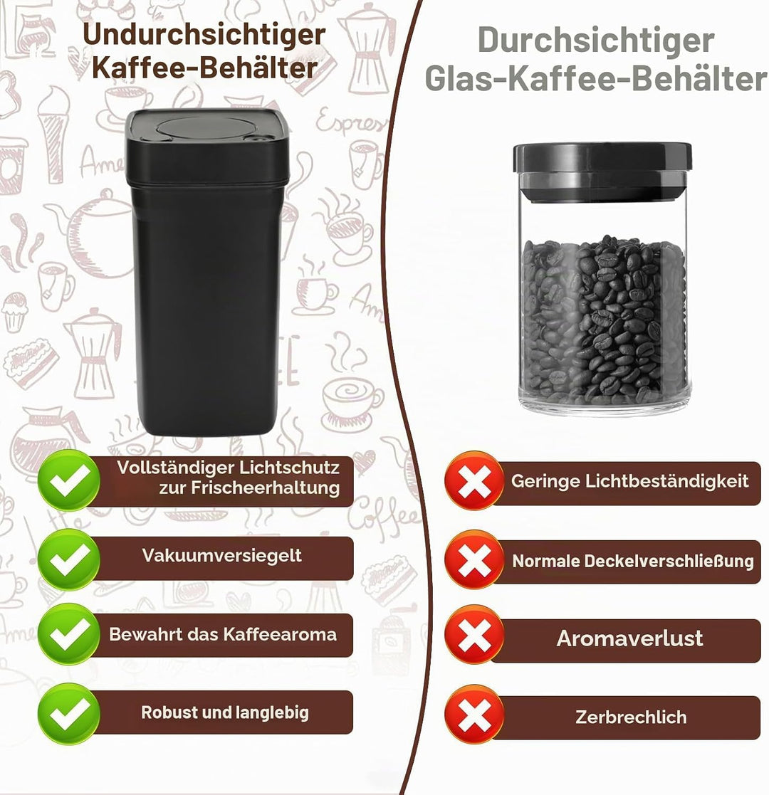 Romon Kaffeedose Luftdicht, 1.2L Edelstahl Vakuum Kaffeebohnen Behälter, Aufbewahrungsdose mit Dicht