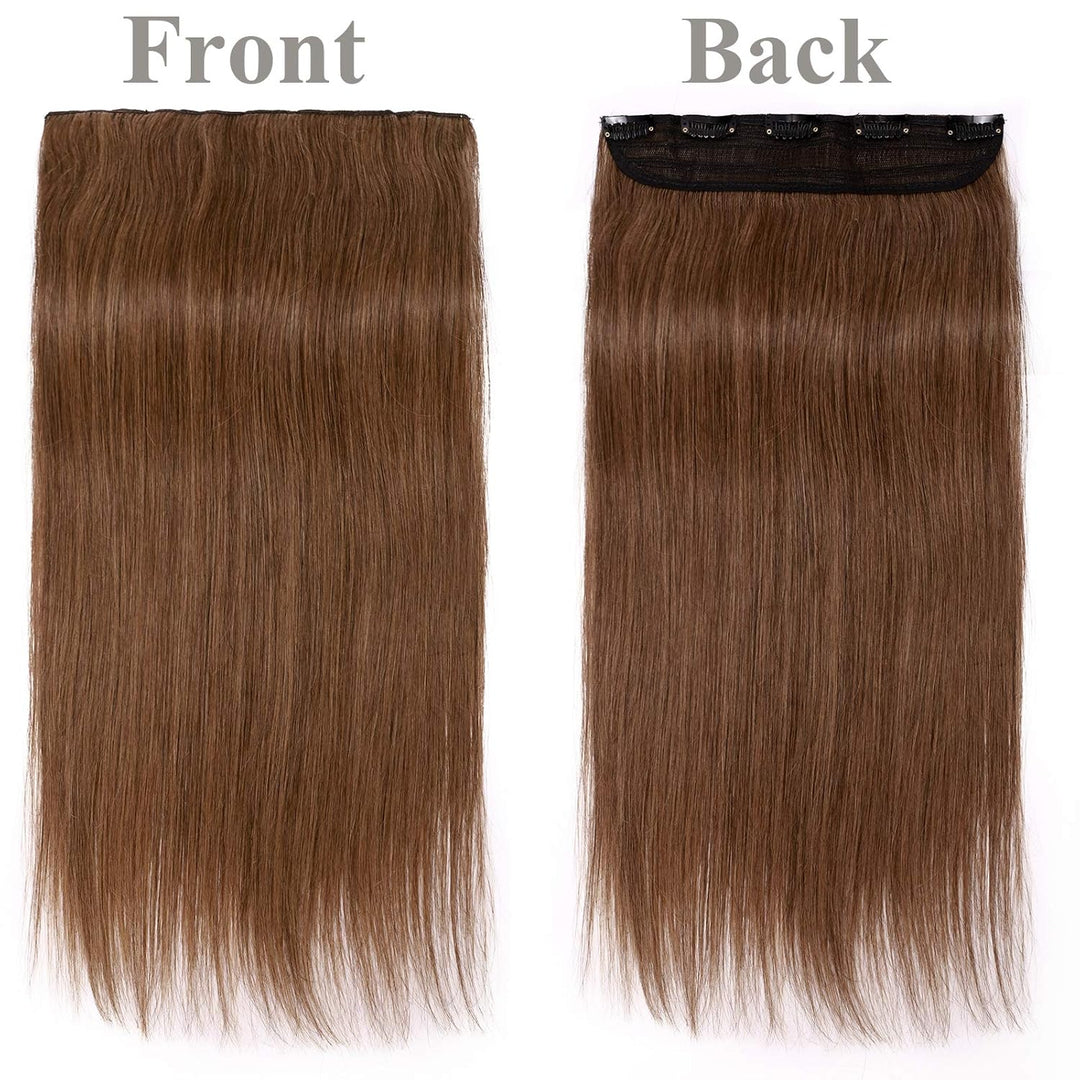 SEGO Haarteil Clip in Extensions Echthaar DICKER Haarverlängerung 1 Tresse 5 Clips Human Hair Glatt