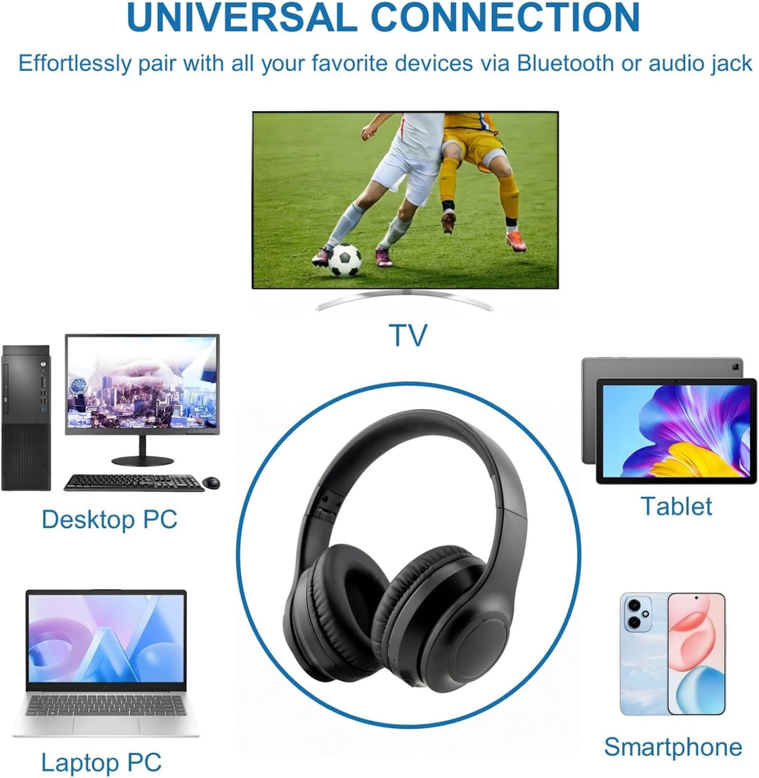 Kabellos ANC TV Kopfhörer für Senioren - Active Noise Cancelling, Faltbare Bluetooth 5.3 Over-Ear TV