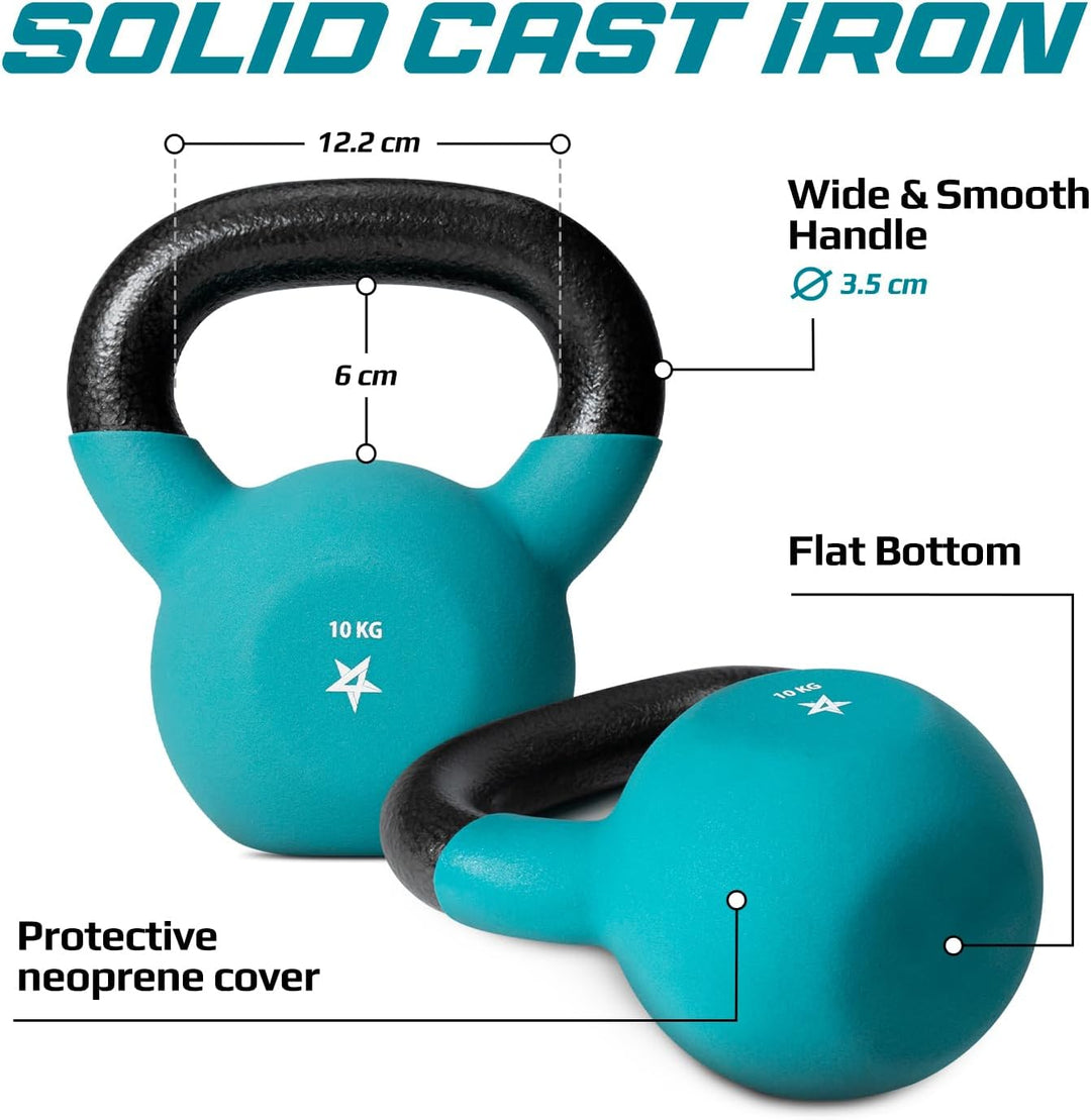 Yes4All 2-20 kg Cast Iron Kettlebell with Neoprene Coating, Multicoloured Kettlebells, Swing Dumbbel