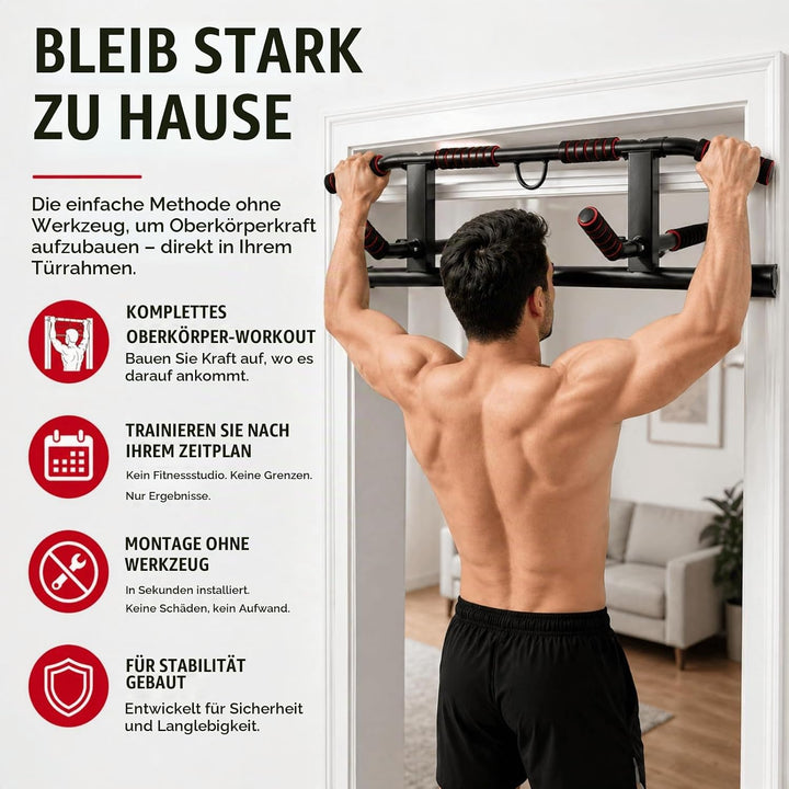 Klimmzugstange Türrahmen Ohne Schrauben, Pull Up Bar Door Frame mit Mehreren Griffpositionen für Vie