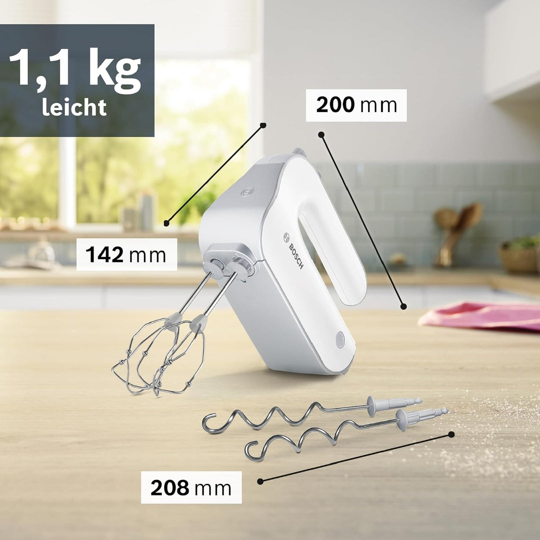 Bosch Handrührer Styline MFQ4080, 2 Rührbesen, 2 Edelstahl-Knethaken, spülmaschinengeeignet, Zerklei